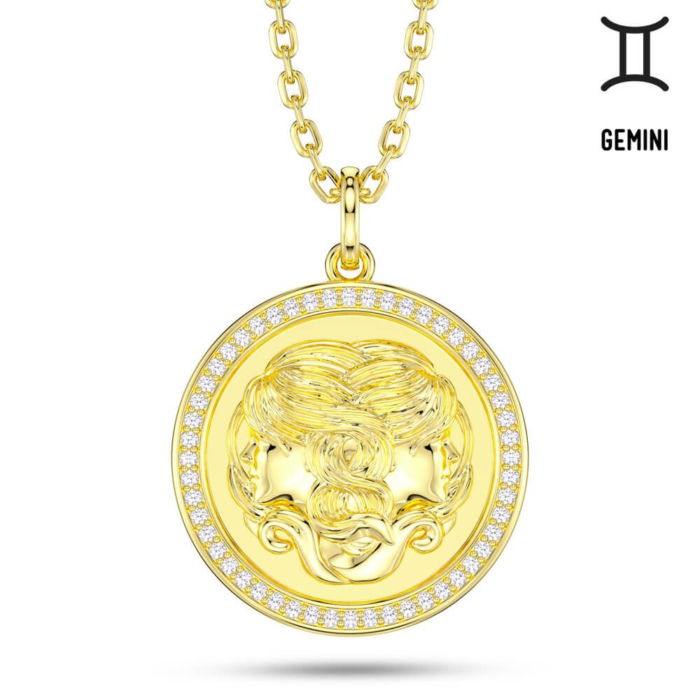 New Fashion Round Gemini Pendant Necklace Sterling silver Jewelry Gift-Taanaa Jewelry