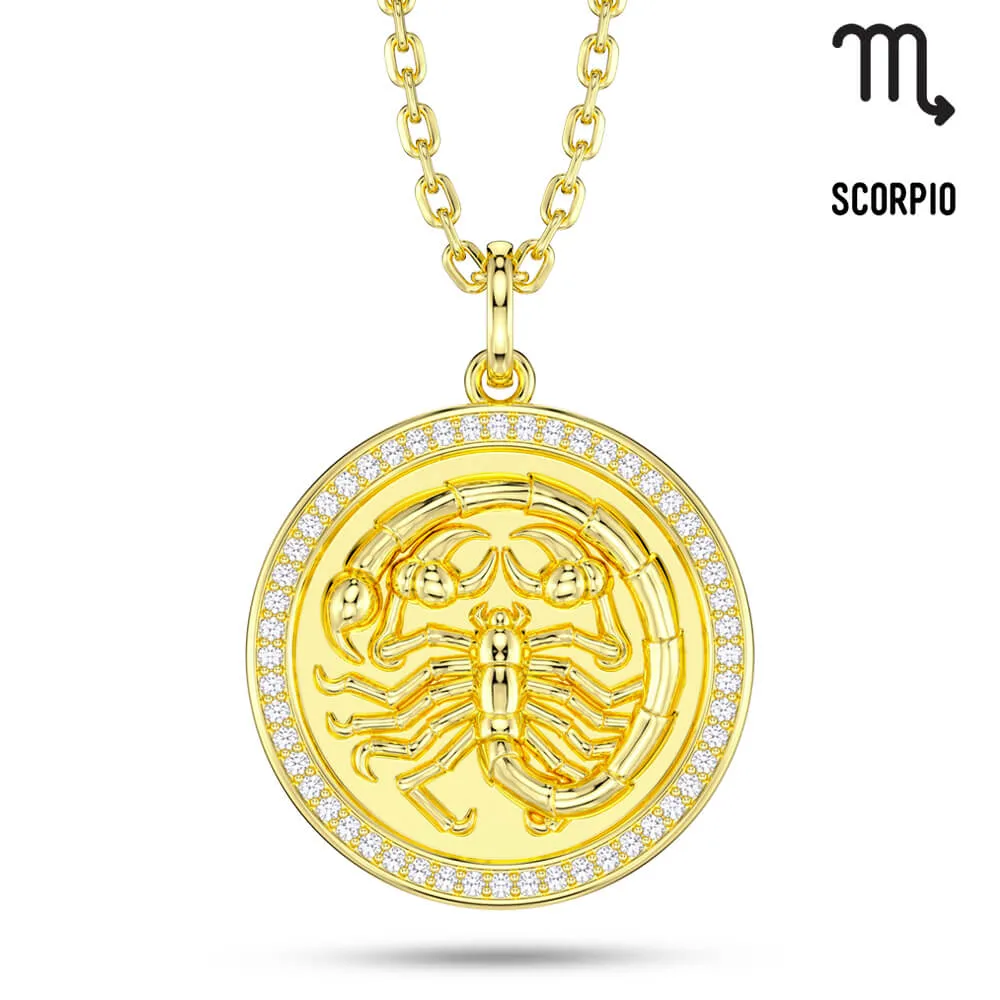 New Fashion Round Scorpio Pendant Necklace Sterling silver Jewelry Gift-Taanaa Jewelry